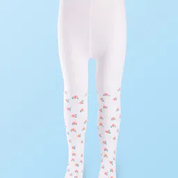 cute walk by babyhug Cutewalk by Babyhug Cotton Knit Anti Bacterial Footed Tights With Floral Design - White-picture-16