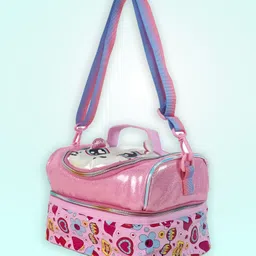 Little Surpise Box Cat Theme Double Compartment Insulated Lunch Bag - Pink-image-29