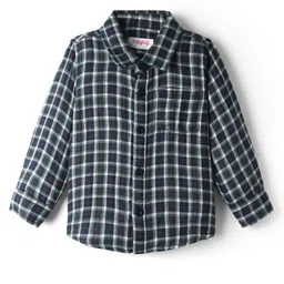 Babyhug Cotton Woven Full Sleeves Checkered Shirt - Navy Blue image 2