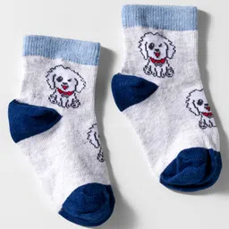 Mustang Cotton Knit Ankle Length Socks With Puppy Design - Light Grey image 2