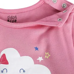 MINI KLUB Cotton Full Sleeves I M Out Of This World Text Printed Romper - Pink image 5