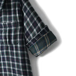 Babyhug Cotton Woven Full Sleeves Checkered Shirt - Navy Blue image 4