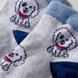 Mustang Cotton Knit Ankle Length Socks With Puppy Design - Light Grey image 4
