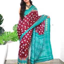 HERE&NOW Ethnic Motifs Pure Cotton Bagru Saree-picture-27