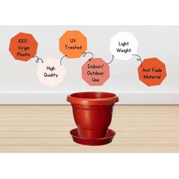 Virajsanchi 4-Pcs Brown Round Light Weight Planters image 2