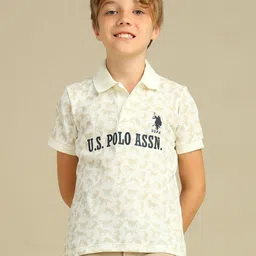 U.S. Polo Assn. Kids Boys Conversational Printed Polo Collar Cotton Regular Fit T-shirt-picture-40