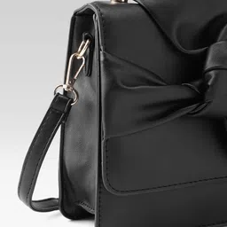 DressBerry PU Structured Satchel with Bow Detail image 5