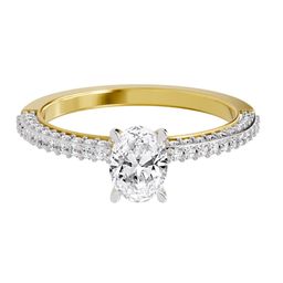 Sparkles 14KT Gold 0.92 Ct Lab Grown Oval Shape Pave Eternity Diamond Ring - 2.80 g-picture-7