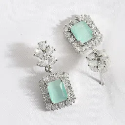 justpeachy Rhodium Plated Ad Stone Studded Jewellery Set image 2