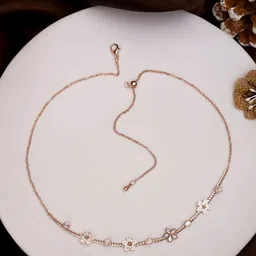 SWASHAA Rose Gold Plated Stainless Steel Cubic Zirconia Necklace image 2