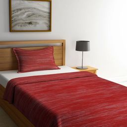 Myntra Elegant Homes Red & White Woven Design Cotton Single Bed Cover-picture-36