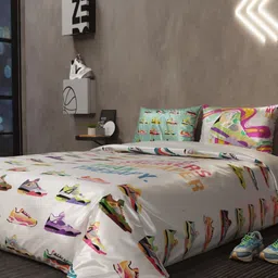 QuirkLoom White & Green Set of 3 AC Room 150 GSM Double Bed Comforter With 2 Pillow Covers image 2