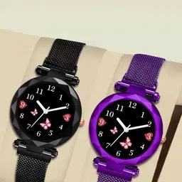 SZN Women Dial & Stainless Steel Straps Analogue Watch Mag Flower BLK+PurpleSZNN36514464-image-61