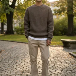 HERE&NOW Men Brown Long Sleeves Round Neck Pullover-picture-32