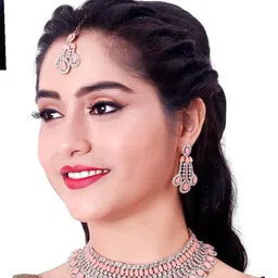 VATSALYA creation Rose Gold-Plated Artificial Stone Studded Jewellery Set-picture-36