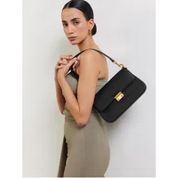 MIRAGGIO Women Black Textured Casual Handbag (S)-picture-23