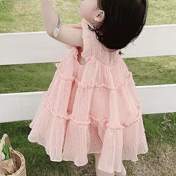 LULU & SKY Girls Flutter Sleeves Ruffles Tiered A-Line Dress image 4