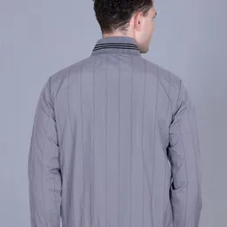 MOUNTAIN COLOURS Men Mock Collar Striped Windcheater Bomber Jacket image 4