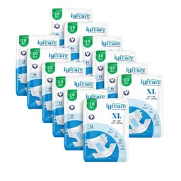 Lyfcare Unisex Set Of 12 Adult Classic Tape Diapers - XL - 10Pcs Each-image-14