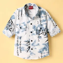 Radutu Full Sleeves Tie Dye Shirt - White & Sky Blue-picture-21