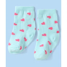 Cute Walk By Babyhug Anti-Bacterial Ankle Length Socks With Text & Heart Design Pack Of 3 - Pink & Light Blue image 2