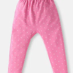 Babyhug Interlock Knit Full Length Unicorn Heart & Polka Dots Printed Diaper Leggings Pack of 3 - Pink Purple & Blue image 5