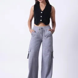 BONNATY Women High-Rise Wide Leg Cotton Trousers-picture-14