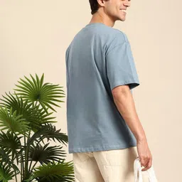 PockMAN Men Bio Finish Solid Round Neck Cotton Oversized T-shirt image 5