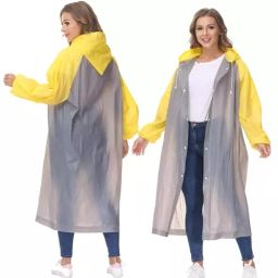 Allextreme Raincoat Free Size ‎Ethylene Vinyl Acetate (EVA) Transparent Grey With Sleeves for Women, Men, MK013-04-picture-0