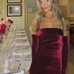 Outzidr Strapless Velvet Bandeau Dress-picture-18