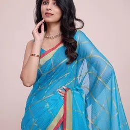 Anjaneya Sarees Woven Design Checked Chanderi Saree image 5