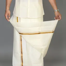 TUNI MANI Men Cotton Dhotis with Zari Border-picture-35