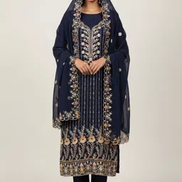 DWARKAPURI FASHION Embroidered Unstitched Dress Material image 5