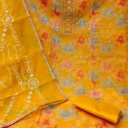 KALINI Embellished Unstitched Dress Material image 2