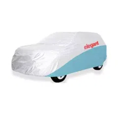 Elegant White & Blue Water Resistant Car Body Cover for Datsun Go-picture-17