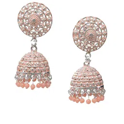 MEIRA JEWELLERY Silver-Plated Artificial Beaded Dome Shaped Jhumkas-picture-27