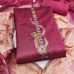 DIVASTRI Woven Design Unstitched Dress Material image 4