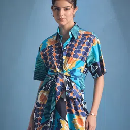 Uptownie Cotton Twisted Shirt Midi Dress image 5