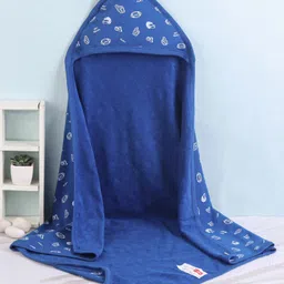 Babyhug Terry Knit Hooded Bath Towel Helmet Print L 72 x B 72 cm - Blue-image-22