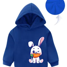 KAVEE Full Sleeves Bunny Printed Hooded Sweatshirt - Royal Blue-picture-17
