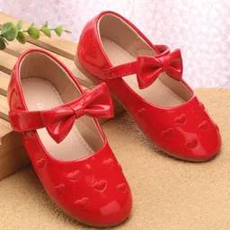 Babyoye Velcro Closure Ballerina With Heart Embroidery & Bow Applique - Red-image-34