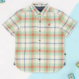 Pantaloons Junior 100% Cotton Woven Half Sleeves Checked Shirt - Multi Colour-picture-12