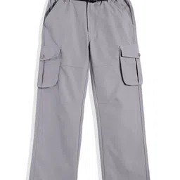 CAVIO Cotton Blend Woven Full Length Solid Cargo Pants With Belt Set - Dark Grey-picture-30