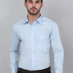 Cantabil Men Spread Collar Solid Cotton Formal Shirt-image-54