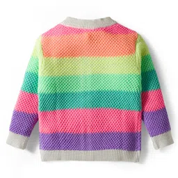 Babyhug Knit Full Sleeves Front Open Sweater with Color Block Design - Multicolor image 2