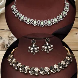 DIVASTRI Set Of 2 Gold & Silver-Plated American Diamond-Studded Jewellery Sets-picture-26