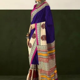 KALINI Colourblocked Designer Block Print Saree-picture-32