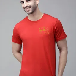 SZN Men Placement Printed Slim Fit Round Neck T-shirt-picture-22