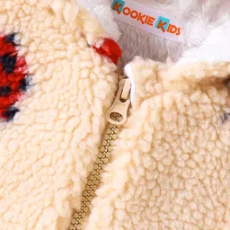 Kookie Kids Full Sleeves Hooded Front Open Sweatshirt With Ladybird Design - Beige image 4