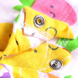 Babyhug Cotton Knit Sleeveless Jumpsuit with Fruits Print & Bow Applique - White image 4